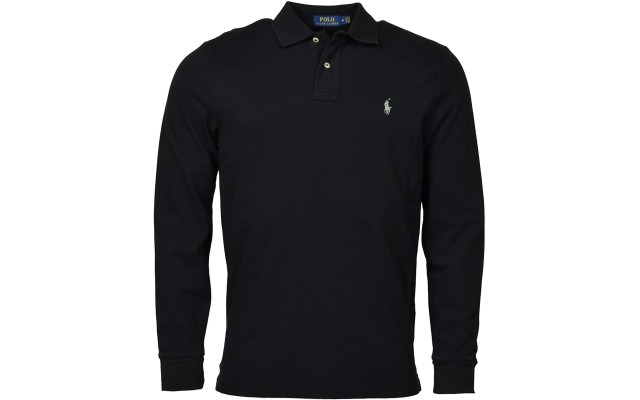 Polo Ralph Lauren Men’s Classic Fit Long Sleeve Mesh Polo Shirt (Black, XXL)