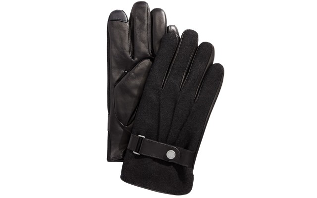  Men’s Melton Hybrid Touch-Screen Gloves (Black, L)