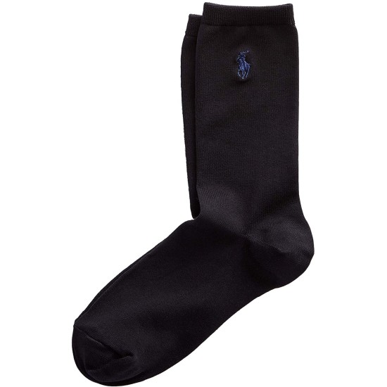  Women’s Microfiber Flat Knit Trouser Socks (Navy, 9-11 )