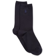 Polo Ralph Lauren Women’s Microfiber Flat Knit Trouser Socks (Navy, 9-11 )