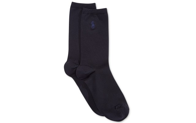 n Women’s Microfiber Flat Knit Trouser Socks (Navy, 9-11 )