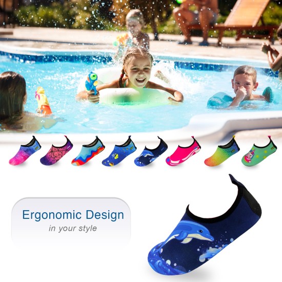 Quick-Dry, Non-Slip, Lightweight Water Shoes For Summer, Beach, Sea & Pool – For Boys, Girls, Babies, Toddlers & Little Kids, Dolphin, Toddler 9-10