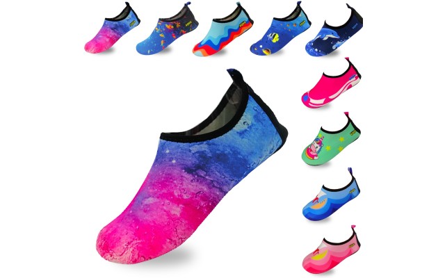 Quick-Dry, Non-Slip, Lightweight Water Shoes For Summer, Beach, Sea & Pool – For Boys, Girls, Babies, Toddlers & Little Kids, Tie-Dye Pink, Little Kid 13