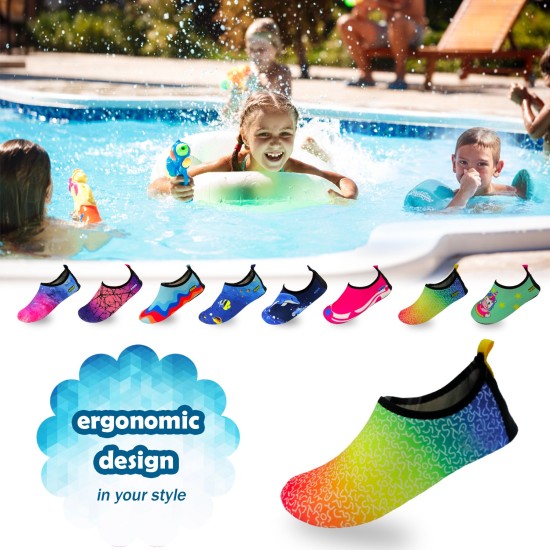 Quick-Dry, Non-Slip, Lightweight Water Shoes For Summer, Beach, Sea & Pool – For Boys, Girls, Babies, Toddlers & Little Kids, Rainbow, Baby 3