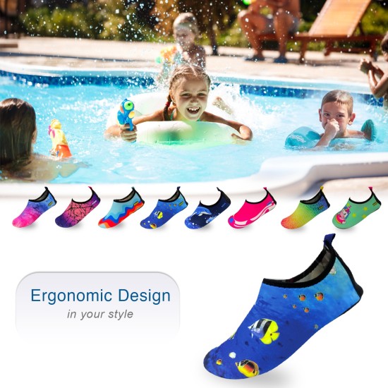 Quick-Dry, Non-Slip, Lightweight Water Shoes For Summer, Beach, Sea & Pool – For Boys, Girls, Babies, Toddlers & Little Kids, Cute Fish, Toddler 9-10