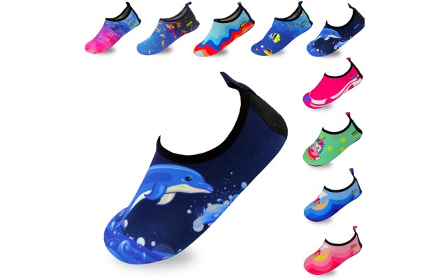 Quick-Dry, Non-Slip, Lightweight Water Shoes For Summer, Beach, Sea & Pool – For Boys, Girls, Babies, Toddlers & Little Kids, Dolphin, Baby 6-7
