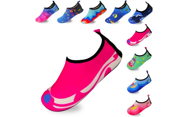 Quick-Dry, Non-Slip, Lightweight Water Shoes For Summer, Beach, Sea & Pool – For Boys, Girls, Babies, Toddlers & Little Kids, Pink/White, Little Kid 13