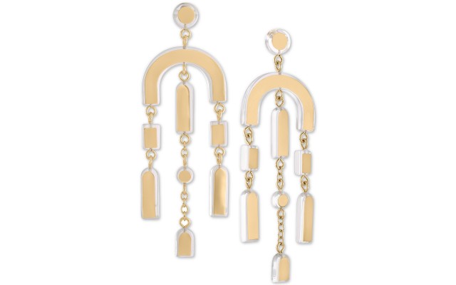  Gold-Tone Acrylic-Covered Crystal Chandelier Earrings