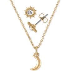 Rachel Roy Gold-Tone Crystal Sun Stud Earrings & Moon Pendant Necklace Gift Set