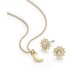  Gold-Tone Crystal Sun Stud Earrings & Moon Pendant Necklace Gift Set