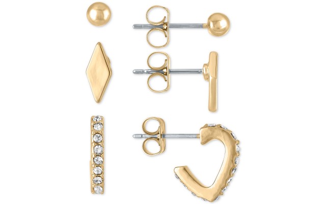 Gold-Tone Hoop and Stud Earrings 3-Pc. Gift Set