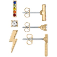 Rachel Roy Gold-Tone Rainbow Crystal Stud Earrings 3-Pc. Gift Set
