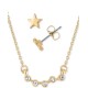  Gold-Tone Star Stud Earrings & Crystal Pendant Necklace Gift Set