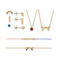 Rachel Roy Gold-Tone Stud Earrings, Pendant Necklace & Bracelet 7-Pc. Rainbow Crystal Gift Calendar Set