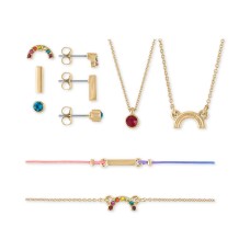 Rachel Roy Gold-Tone Stud Earrings, Pendant Necklace & Bracelet 7-Pc. Rainbow Crystal Gift Calendar Set