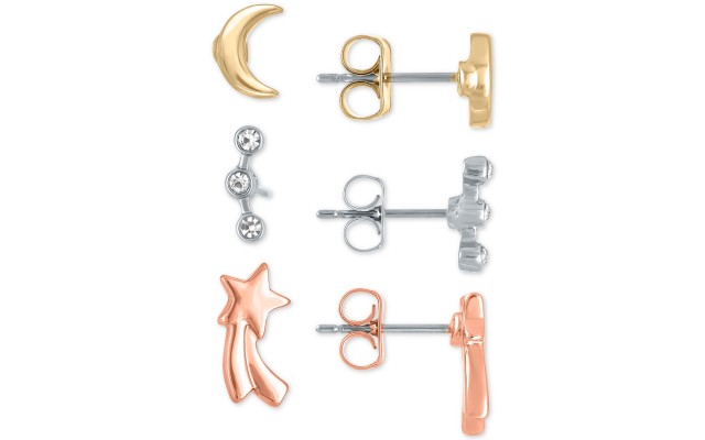  Tri-Tone Night Sky Stud Earrings 3-Pc. Gift Set