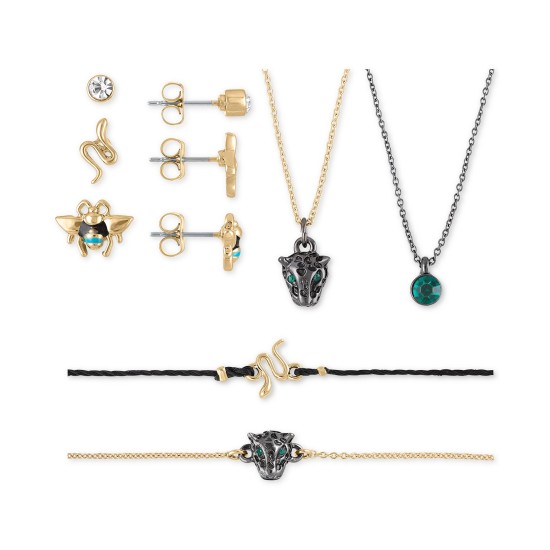  Two-Tone Stud Earrings, Pendant Necklace & Bracelet 7-Pc. Animal Gift Calendar Set