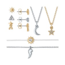 Rachel Roy Two-Tone Stud Earrings, Pendant Necklace & Bracelet 7-Pc. Celestial Gift Calendar Set, Gold/Silver