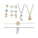  Two-Tone Stud Earrings, Pendant Necklace & Bracelet 7-Pc. Celestial Gift Calendar Set, Gold/Silver
