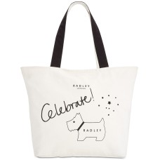 Radley London Celebrate Canvas Top Zip Tote Handbag, Black/White, L