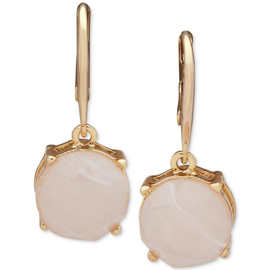  Gold-Tone Blush Stone Drop Earrings