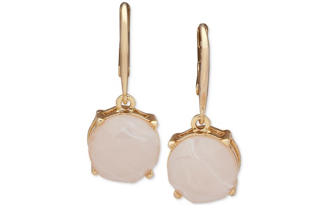  Gold-Tone Blush Stone Drop Earrings