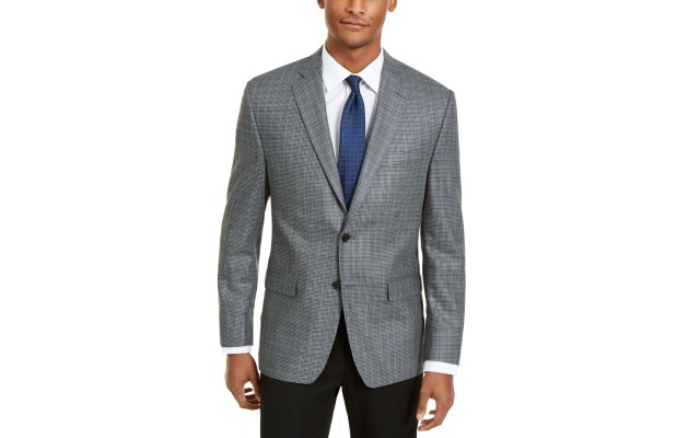  Men’s Check Suit Jacket (Gray, 42)