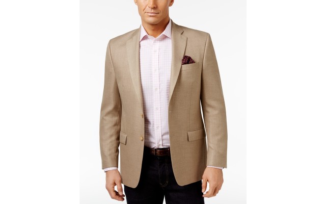  Men’s Classic-Fit Neat UltraFlex Sport Coats, Tan,42Short