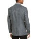  Men’s Classic-Fit Ultraflex Stretch Houndstooth Check Silk & Wool Sport Coat, Gray/Blue, 36R