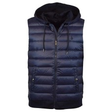 Ralph Lauren Men’s Down-Panel Double-Knit Vest (Aviator Navy, L)