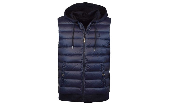  Men’s Down-Panel Double-Knit Vest (Aviator Navy, L)