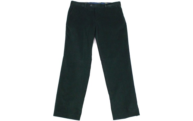  Men’s Flat Front Corduroy Pants, Green, 34×29