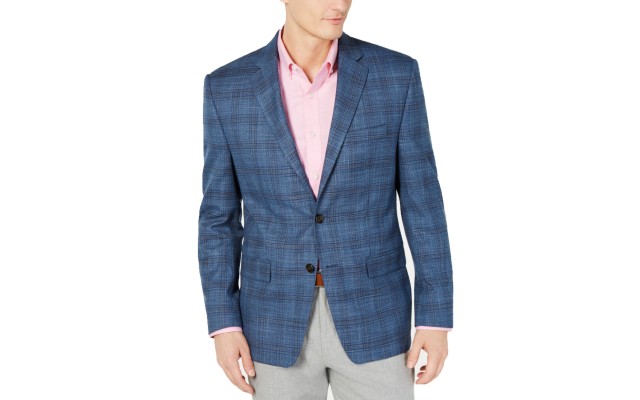  Men’s Plaid Jacket (Blue/Brown, 40T)