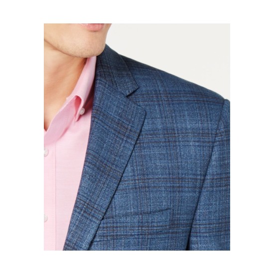  Men’s Plaid Jacket (Blue/Brown, 40T)