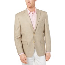 Ralph Lauren Men’s Window Pane Blazer Jacket (Tan, 42 R)
