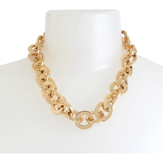  Gold Circle Link Collar Necklace (19)