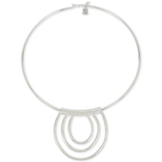  Sculptural Multi-Row Pendant Necklace (Silver)