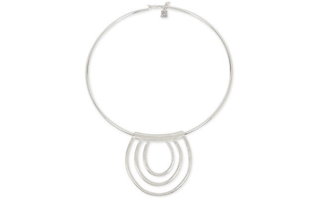  Sculptural Multi-Row Pendant Necklace (Silver)