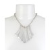  Silver-Tone Sculptural Fan Statement Necklace(17+3)