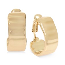 Robert Lee Morris Soho Small Gold-Tone Wavy Hoop Clip-On Earrings 3/4″