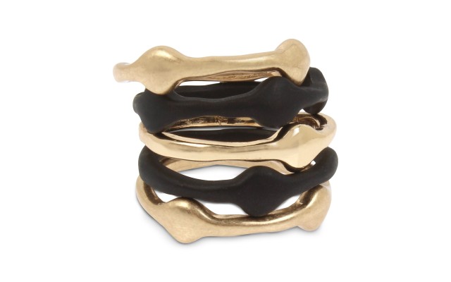  Two-Tone 5-Pc. Set Sculptural Statement Stacking Rings (Brown)