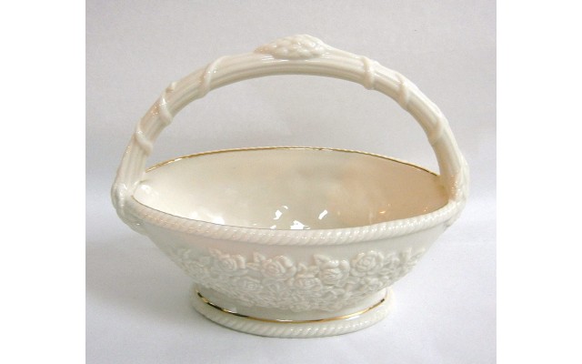Rose Basket Ivory Sculpture crafted of hand-painted  fine porcelain