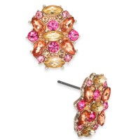Rose Gold-Tone Multi-Stone Cluster Stud Earrings