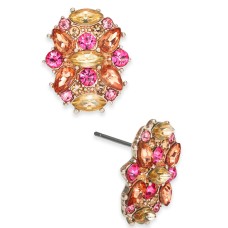 Rose Gold-Tone Multi-Stone Cluster Stud Earrings