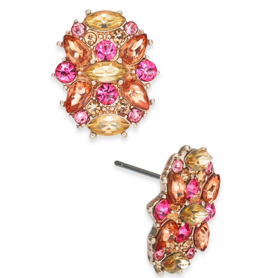 Rose Gold-Tone Multi-Stone Cluster Stud Earrings