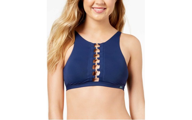  Solid Softly Love Full Crop Top Women’s Swimwear (Darkblue, M)