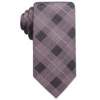 Ryan Seacrest Distinction Men’s Clemson Slim Plaid Silk Tie, Pink