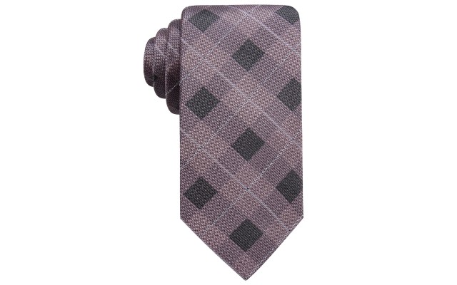  Distinction Men’s Clemson Slim Plaid Silk Tie, Pink
