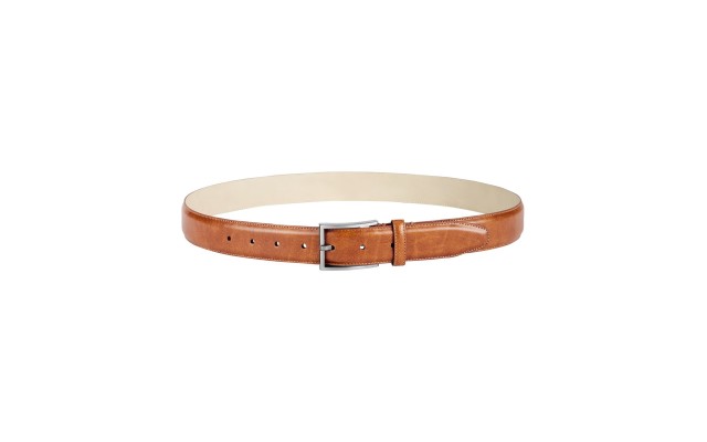 Distinction Men’s Feather-Edge Textured Dress Belt (Dark Beige, XL)