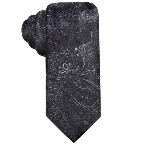  Distinction Men’s Lance Slim Paisley-Print Tie, Black